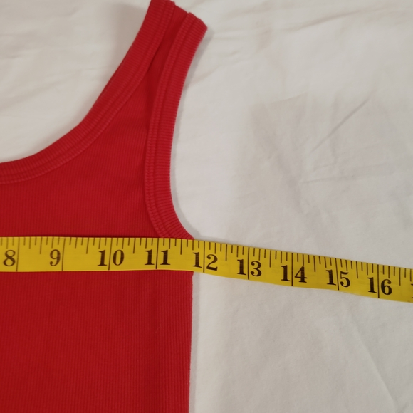 bebe Red Ribbed Tank with Rhinestone Logo Detail - Picture 7 of 7